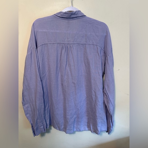 XCVI Top Womens Large Linen Lagenlook Boho Beach Raw Hem Cottage Coastal - Picture 4 of 4